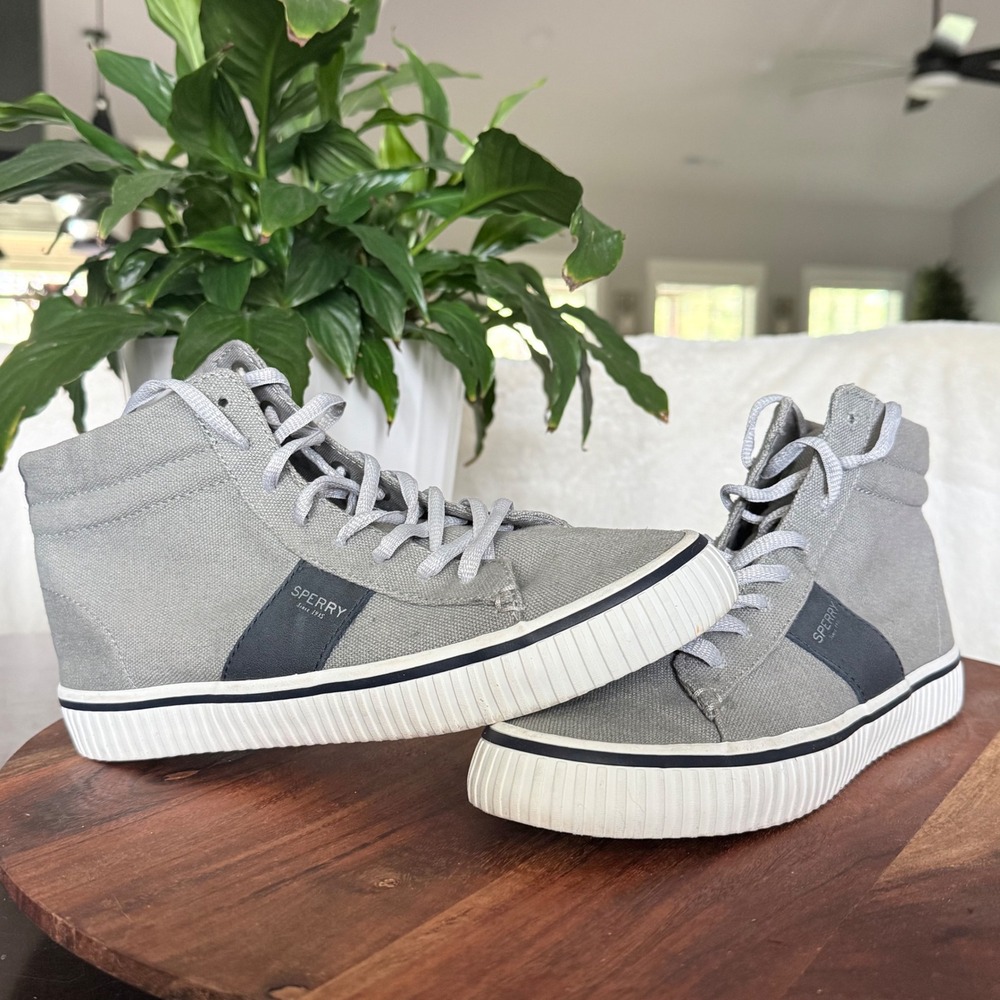 Sperry‎ High Top Canvas Sneakers Coastal Casual Normcore Gray 7.5M